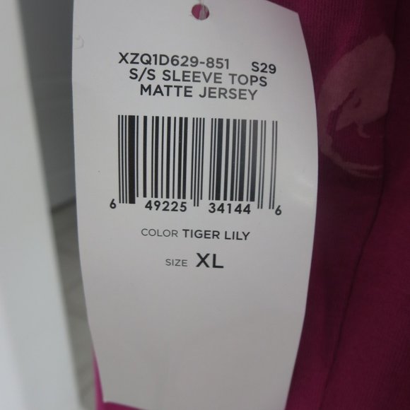 New BCBG Paris Tiger Lily Short Sleeve Top XL Fuchsia Pink Relaxed Fit - Picture 8 of 13